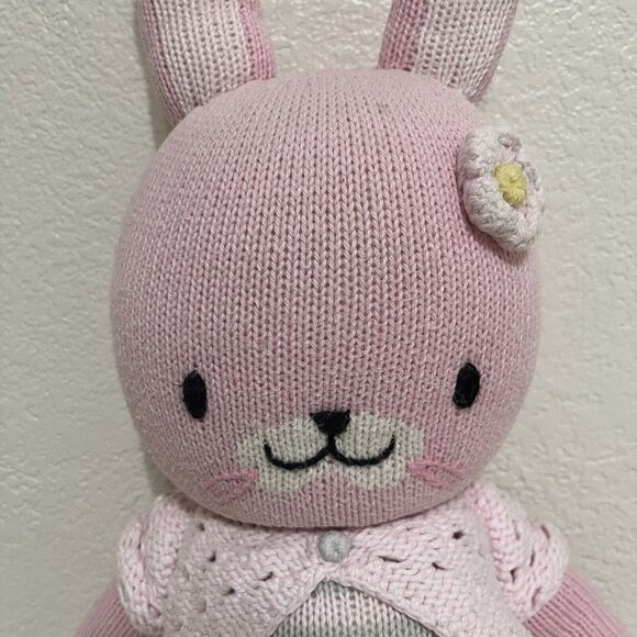 Cuddle + Kind Chloe the Bunny Rabbit Plush Knit Handmade Doll Stuffed Animal 20" - Picture 5 of 15